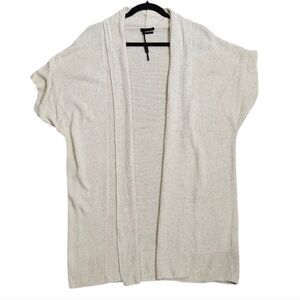 Massimo Dutti Cream Open-Front Short Sleeve Cardigan Size M